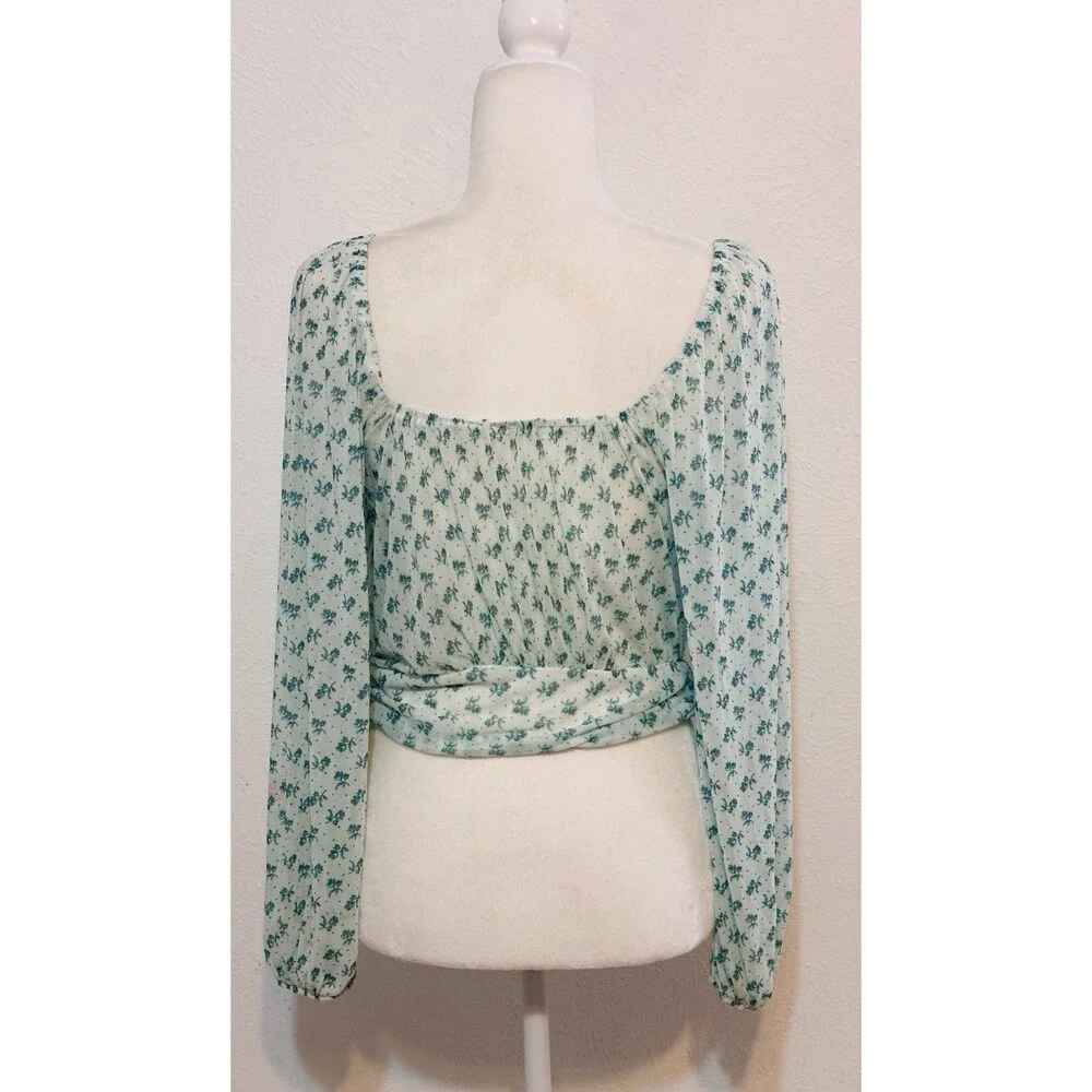 Free People Size M Sweetie Pie Crop Wrap Blouse Boho Festival Peasant